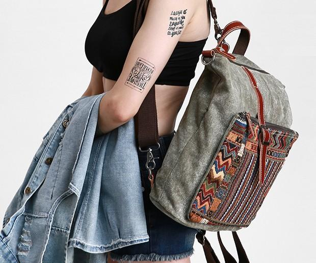 Vintage Canvas Leather Travel Backpack for Men - Durable School & Outdoor Bag