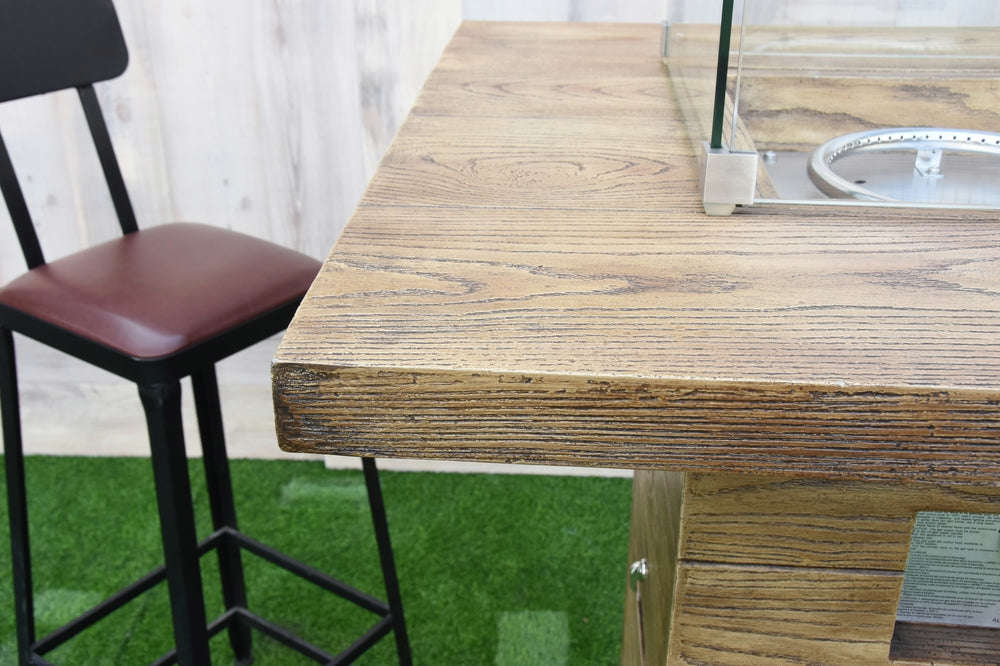 Rova Outdoor Reinforced Concrete Bar Height Firepit Table - 34 Inch - Liquid Propane