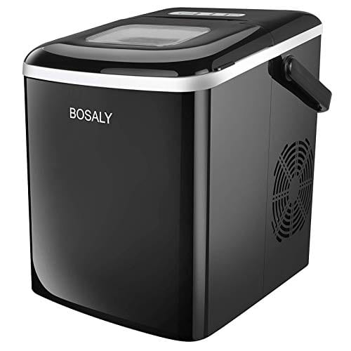 BOSALY Ice Maker Machine, 26lbs/24h, Portable with Ice Scoop & Basket for Home/Kitchen/Office/Bar