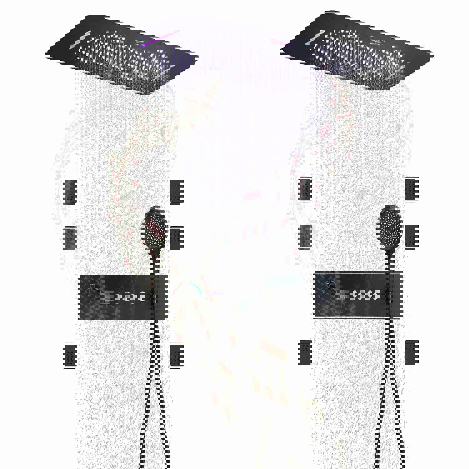 DOVI 23-Inch Luxury Complete LED Music Shower Set with Rainfall and Waterfall