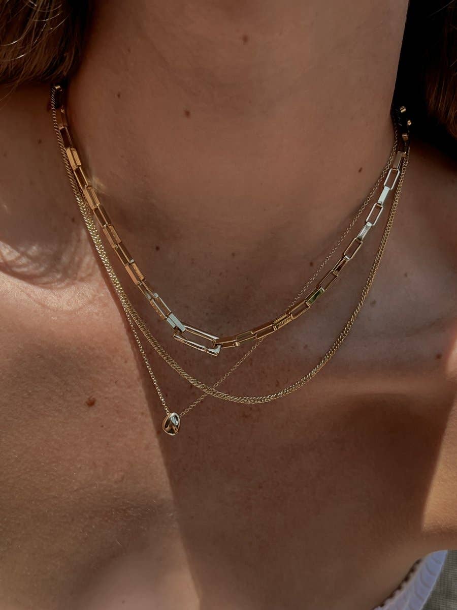 Beck Necklace - 14k Gold Plated Brass Chain with Extender