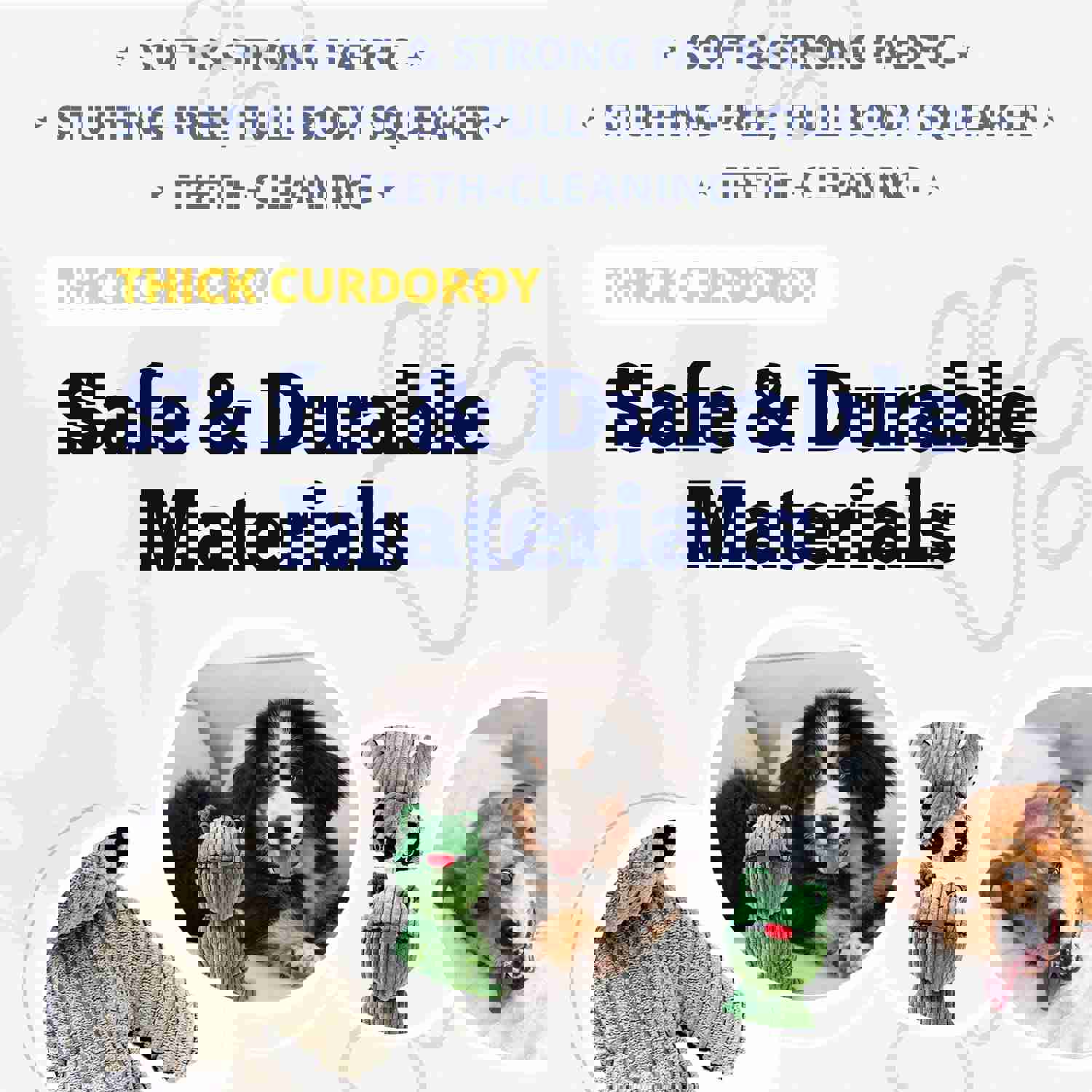 Plush Corduroy Chew Toys Set for Dogs and Puppies - Durable and Safe Pet Toy