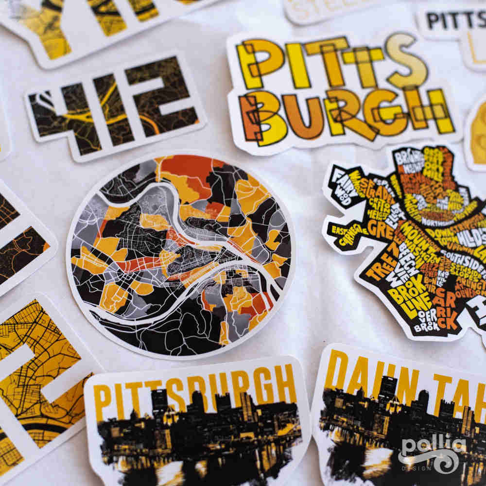 Pittsburgh Stickers - Black and Yellow Themed Vinyl Decals