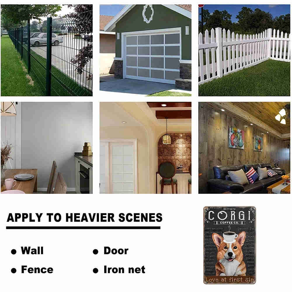 Tin Sign Corgi Dog Retro Decor Metal Sign, 8x12 Inch for Home Wall Decor