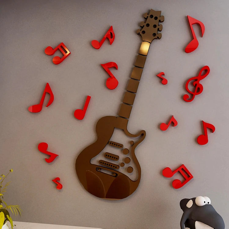 3D Acrylic Guitar Wall Stickers for Music Room, Band Practice, and Home Decor
