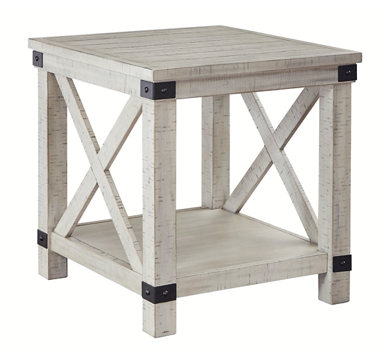 Carynhurst Rectangular End Table - Rustic Farmhouse Style with Industrial Twist