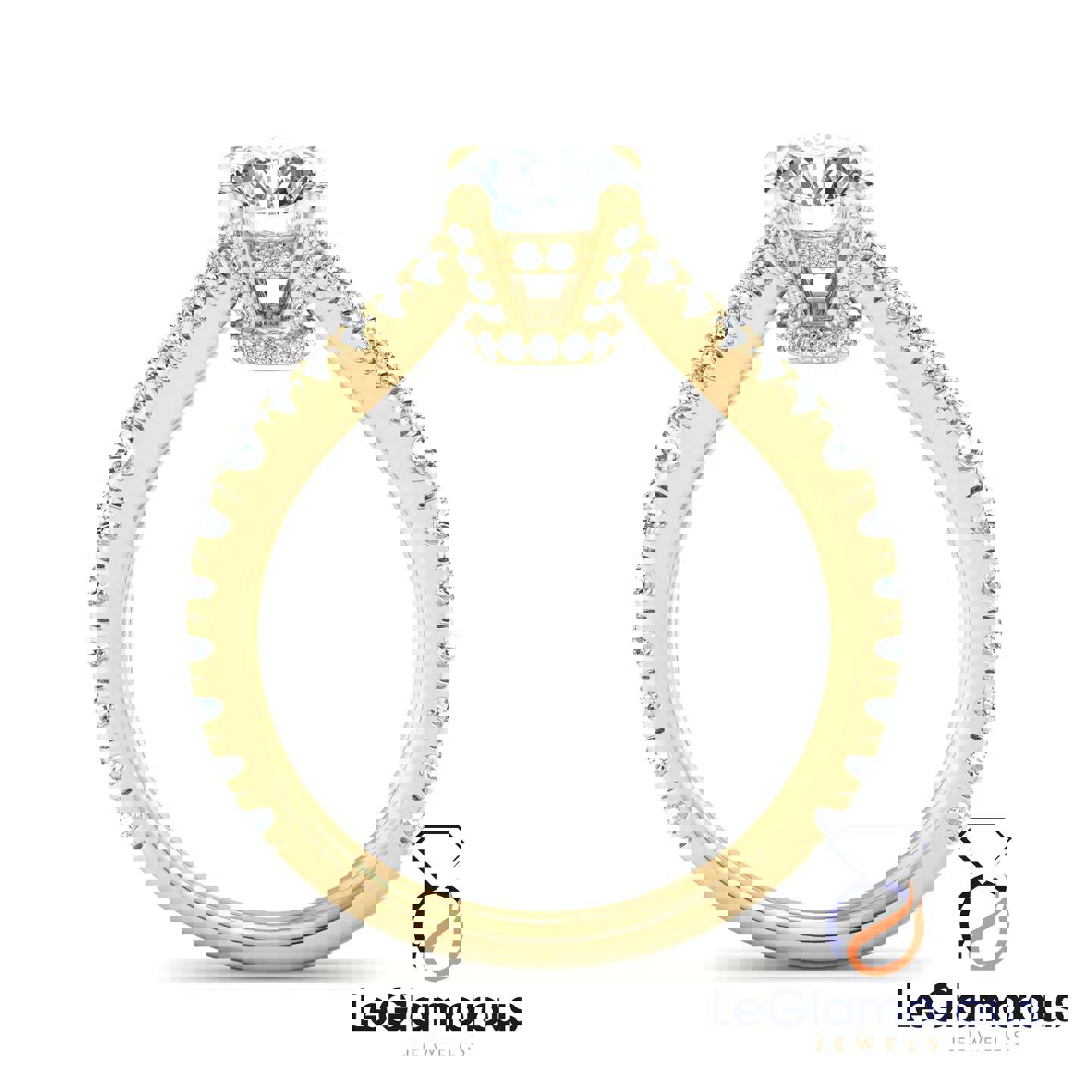 Round Cut Double Band Pave Style Engagement Ring with 2.00 Carat Lab Grown Diamond