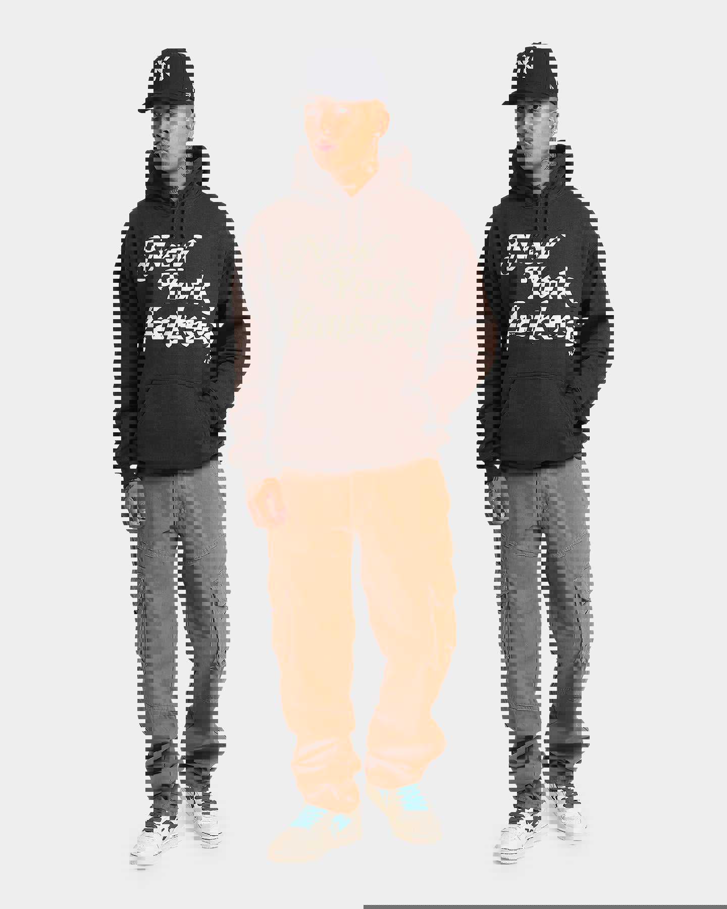 Majestic Athletic New York Yankees Team Stack Script Hoodie Dark Chocolate