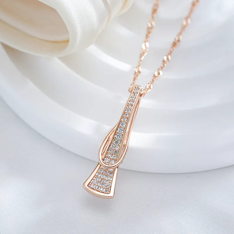 Triangle Pendant Women Necklace - Rose Gold Fashion Jewelry for Wedding & Party