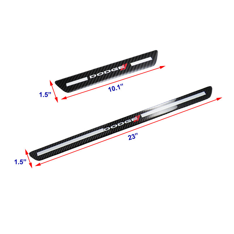 Dodge Carbon Fiber Car Door Welcome Plate Sill Scuff Cover Decal Sticker 4pc Set