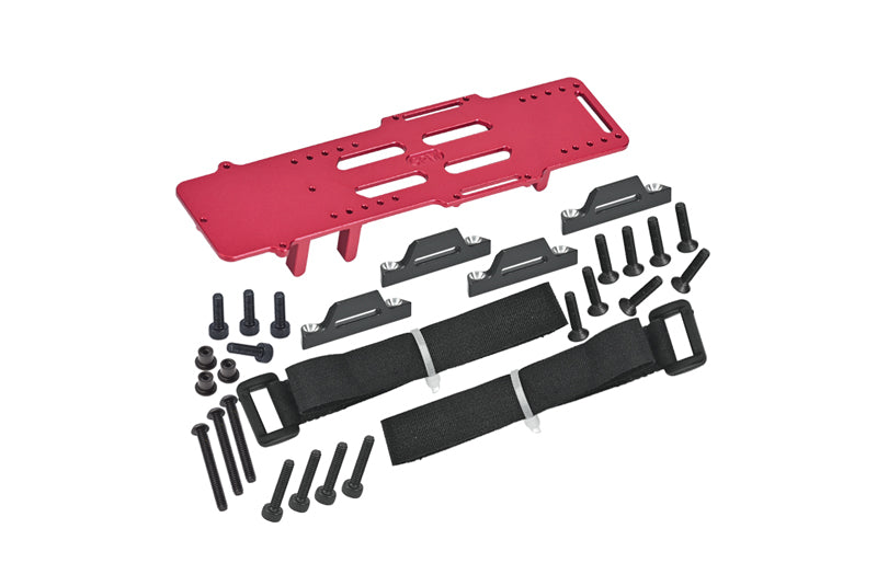 Aluminum 7075 Large Capacity Battery Compartment with ESC and Receiving Bracket for Losi 1/18 Mini LMT 4X4 Brushed Monster Truck Upgrades - Red