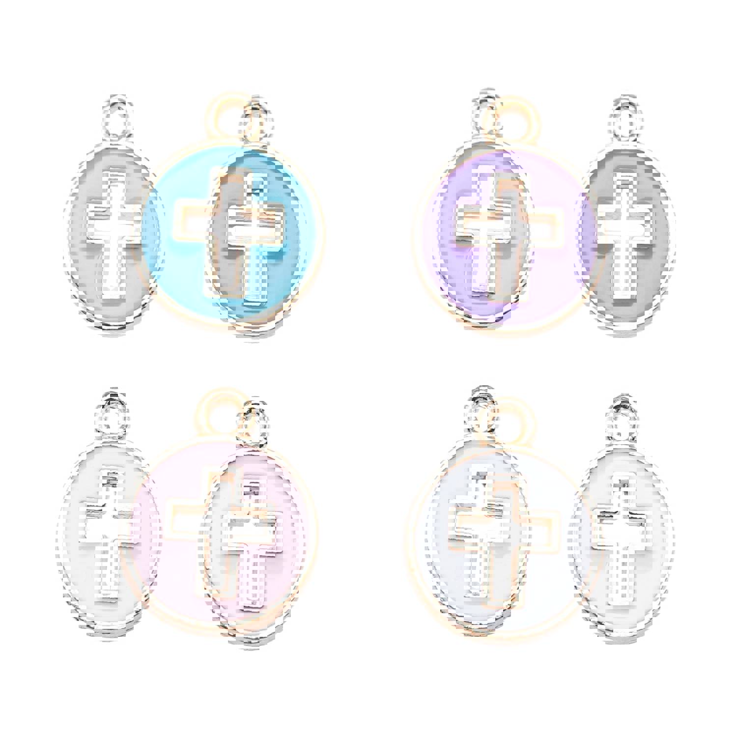 10pcs 15x12mm 4 Colors Enamel Cross Charms Pendant for DIY Jewelry Making