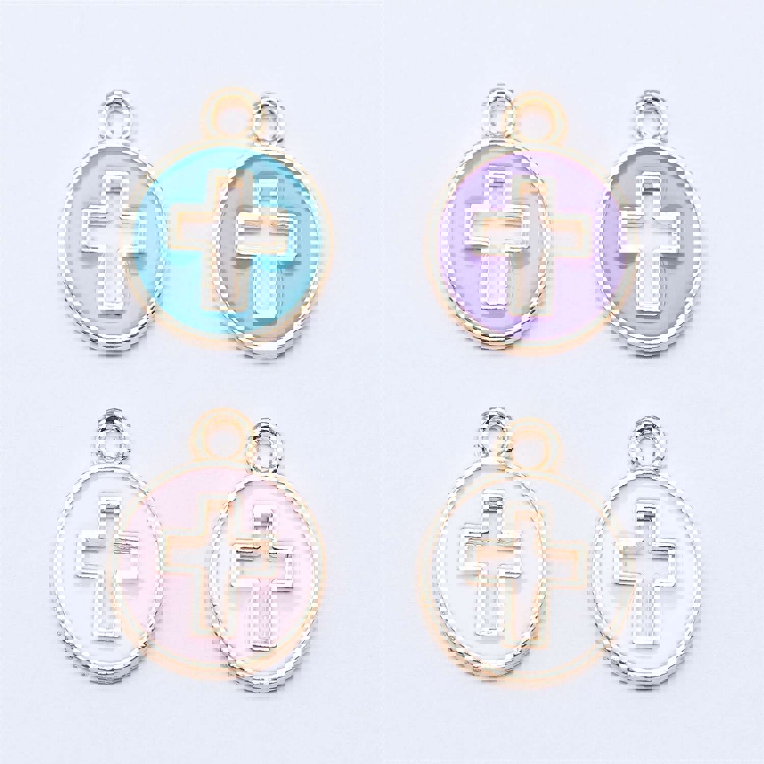 10pcs 15x12mm 4 Colors Enamel Cross Charms Pendant for DIY Jewelry Making
