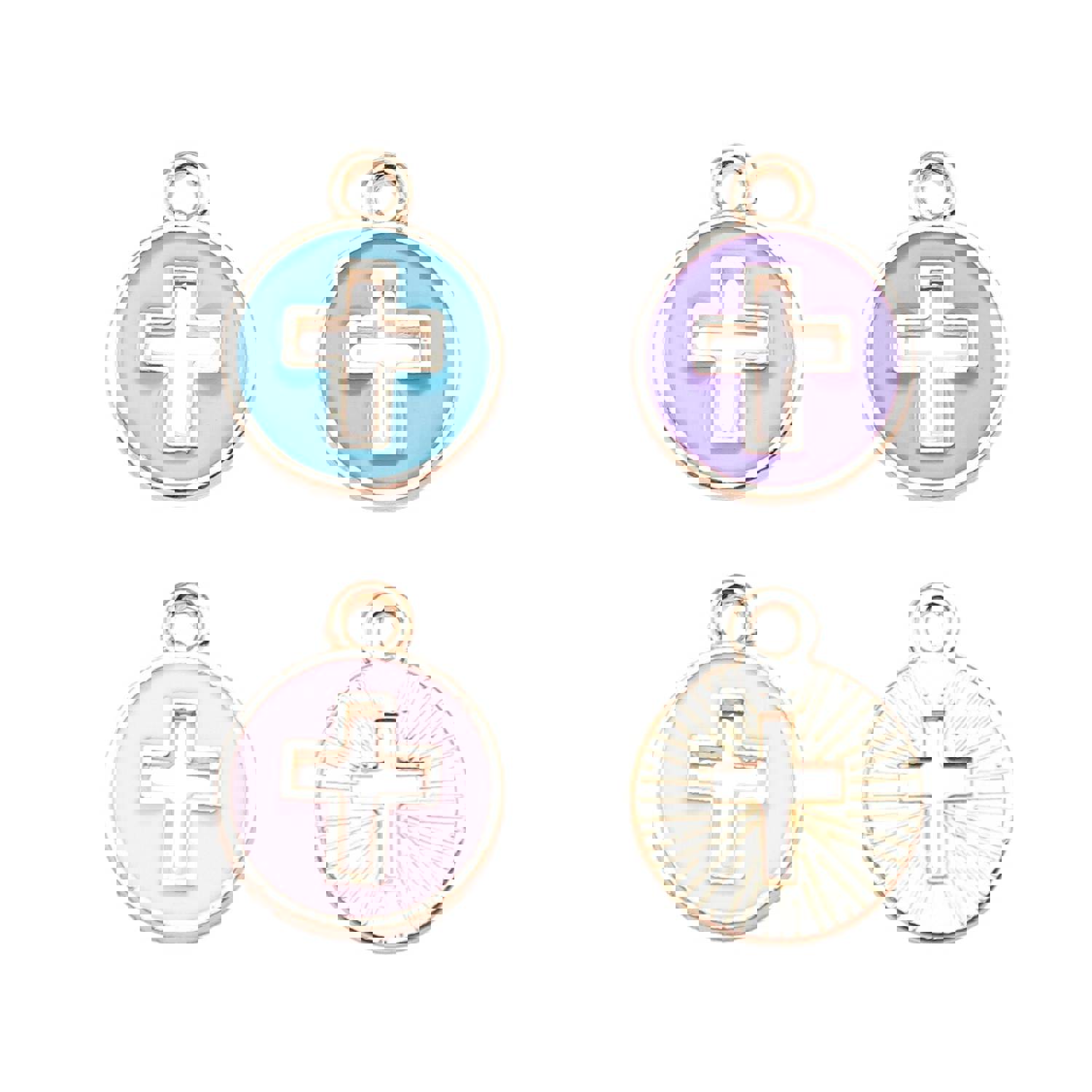 10pcs 15x12mm 4 Colors Enamel Cross Charms Pendant for DIY Jewelry Making
