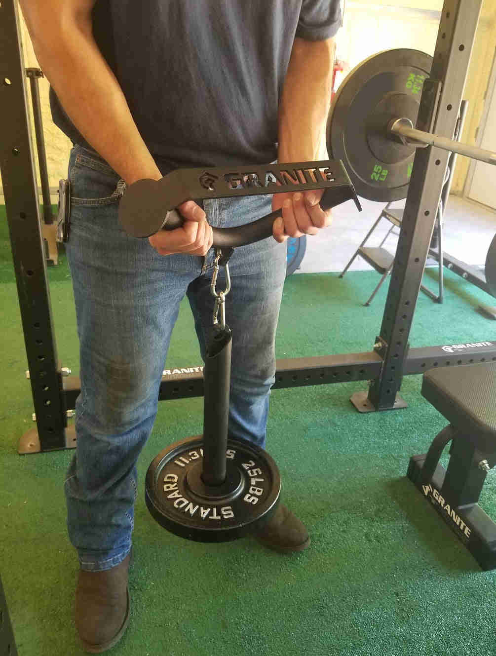 Granite Fitness TheMachine V Grip Handle & Loading Pin Curl Combo with 2 Carabiners