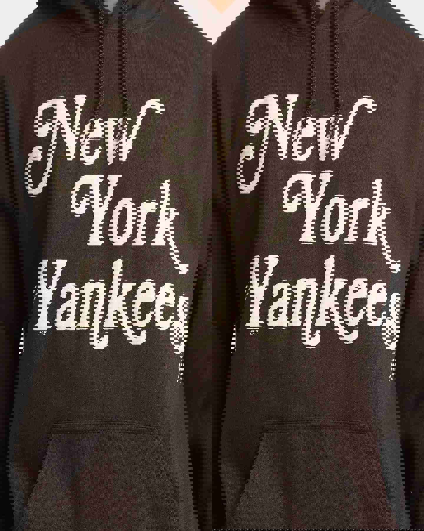 Majestic Athletic New York Yankees Team Stack Script Hoodie Dark Chocolate