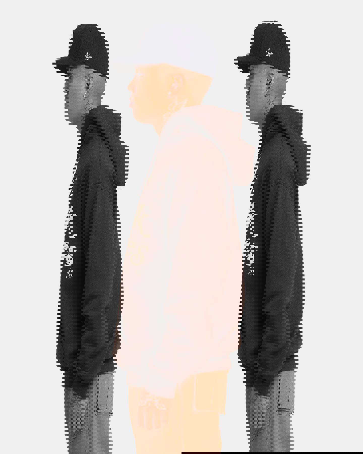 Majestic Athletic New York Yankees Team Stack Script Hoodie Dark Chocolate