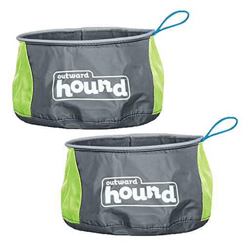 Outward Hound Port-A-Bowl Collapsible Travel Dog Food and Water Bowl (2 Pack)