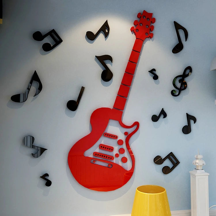 3D Acrylic Guitar Wall Stickers for Music Room, Band Practice, and Home Decor