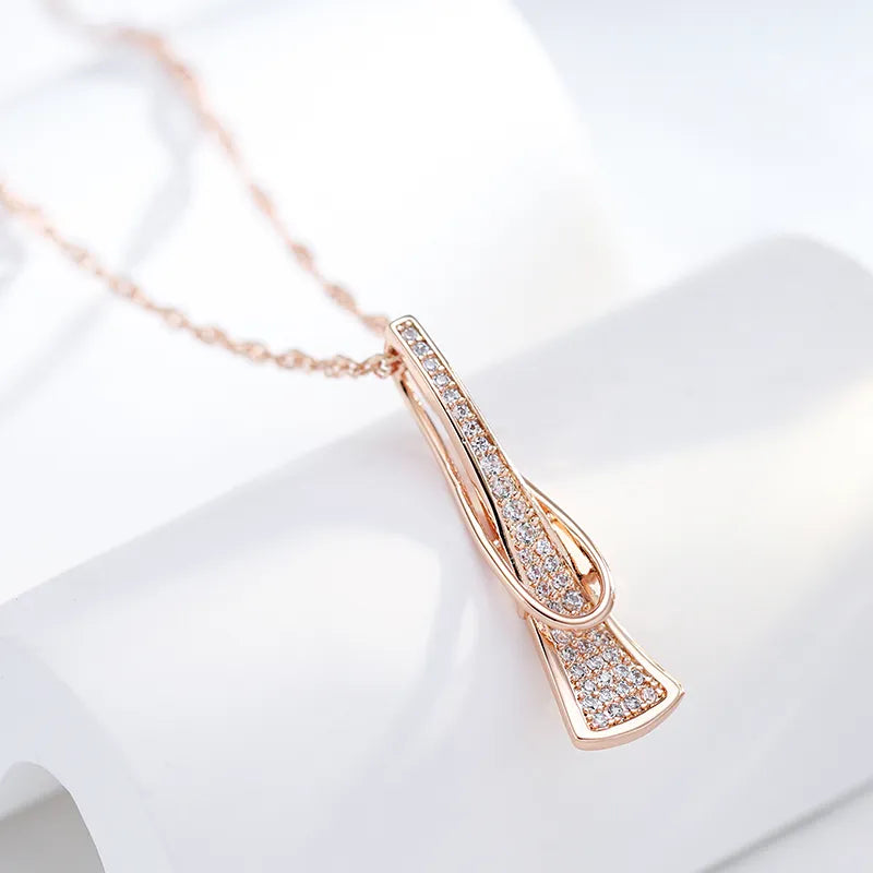 Triangle Pendant Women Necklace - Rose Gold Fashion Jewelry for Wedding & Party