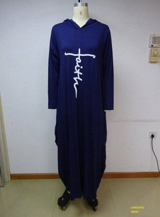 CHH-21052 - Long Sleeve Faith Knit Maxi Dress with Hoodie (6-PCS PRE-PACK, Assorted Colors)
