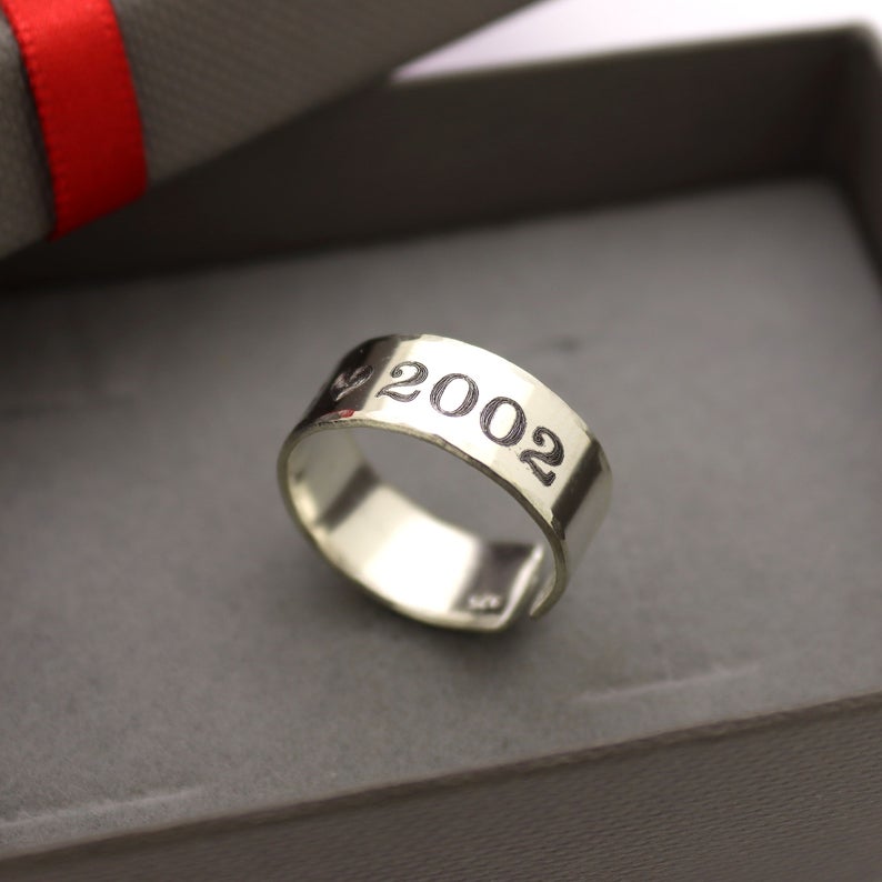 Custom Message Ring - Personalized Fathers Day Gift in Sterling Silver