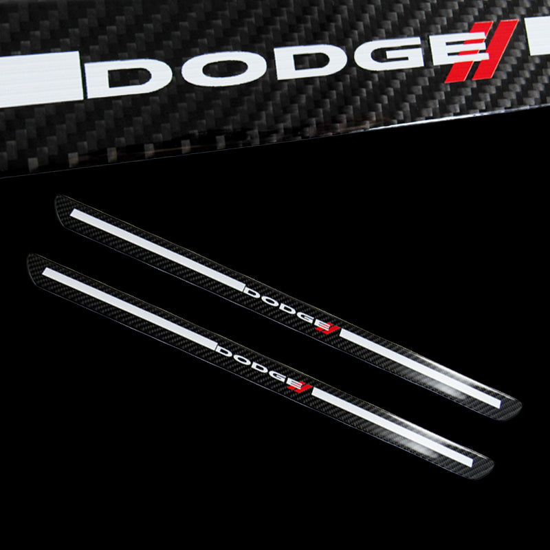 Dodge Carbon Fiber Car Door Welcome Plate Sill Scuff Cover Decal Sticker 4pc Set