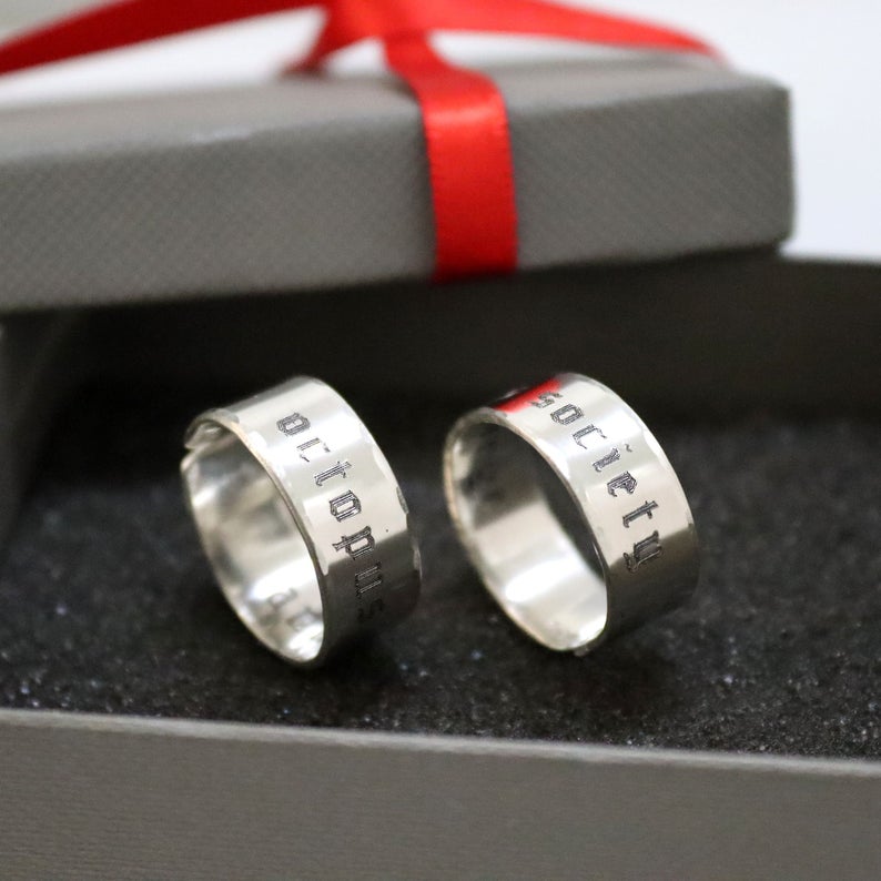 Custom Message Ring - Personalized Fathers Day Gift in Sterling Silver