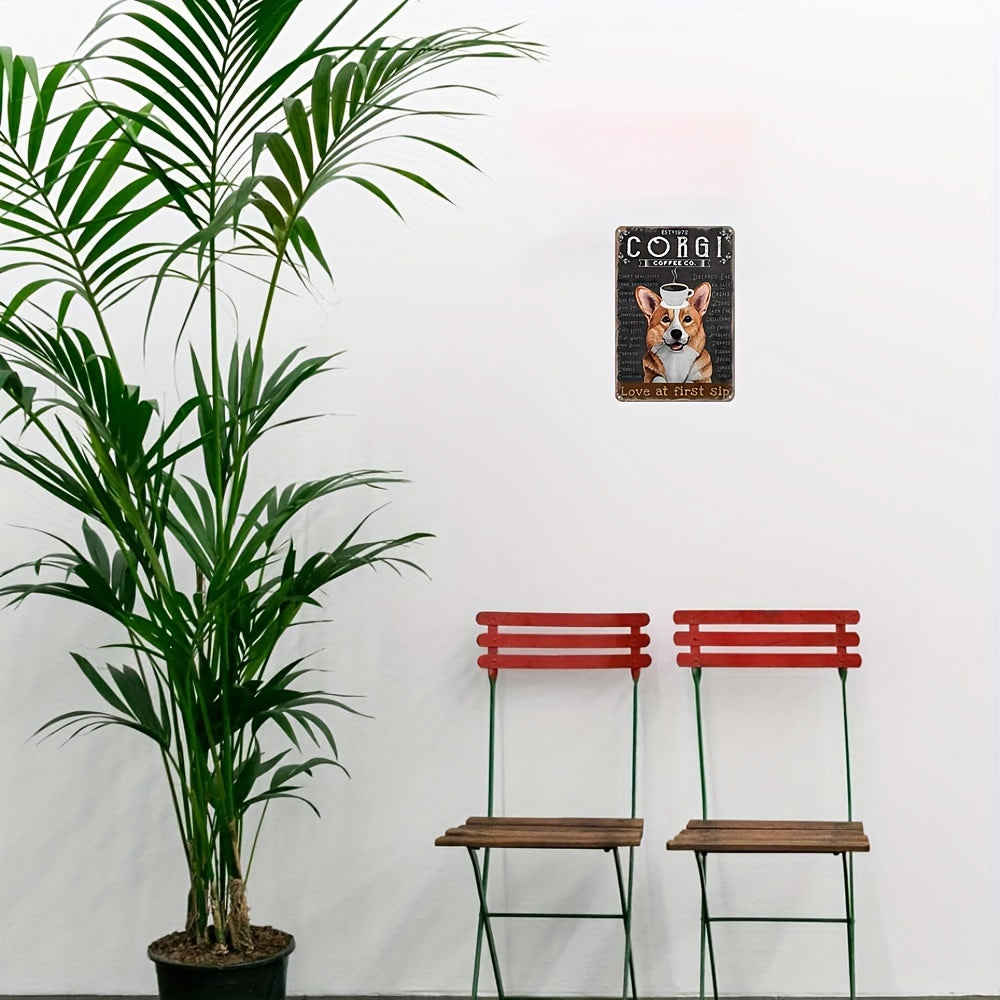 Tin Sign Corgi Dog Retro Decor Metal Sign, 8x12 Inch for Home Wall Decor