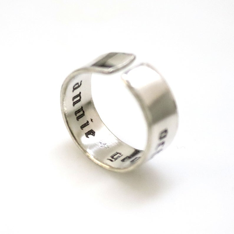 Custom Message Ring - Personalized Fathers Day Gift in Sterling Silver