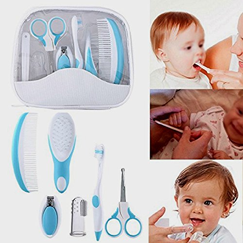 Grooming Baby Kit 7pcs/Set - Safe Hair Comb, Tooth Brush, Nail Clipper, Scissors Healthcare Set for Newborn Toddler Infant
