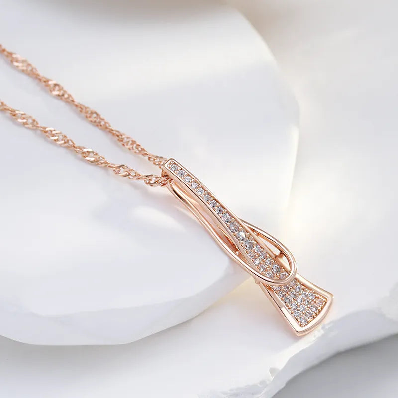 Triangle Pendant Women Necklace - Rose Gold Fashion Jewelry for Wedding & Party