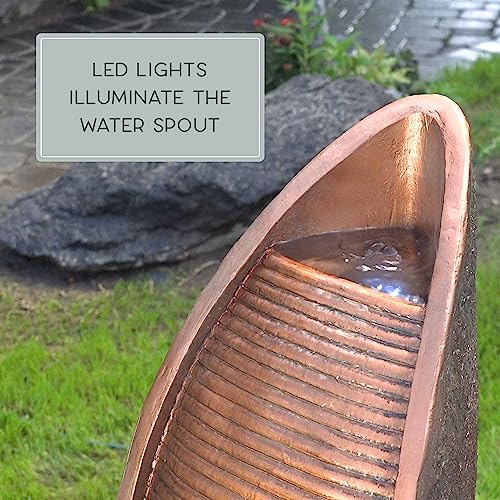 Bernini Cascada Outdoor Fountain with Pump, 41 Inch Tall Copper Waterfall Fountain for Patio, Garden, or Indoor Use