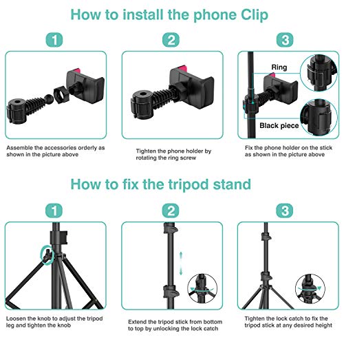 10 Selfie Ring Light with Tripod Stand & Phone Holder for Live Stream/Makeup, Dimmable LED Camera Beauty Ring Light for YouTube TikTok/Photography