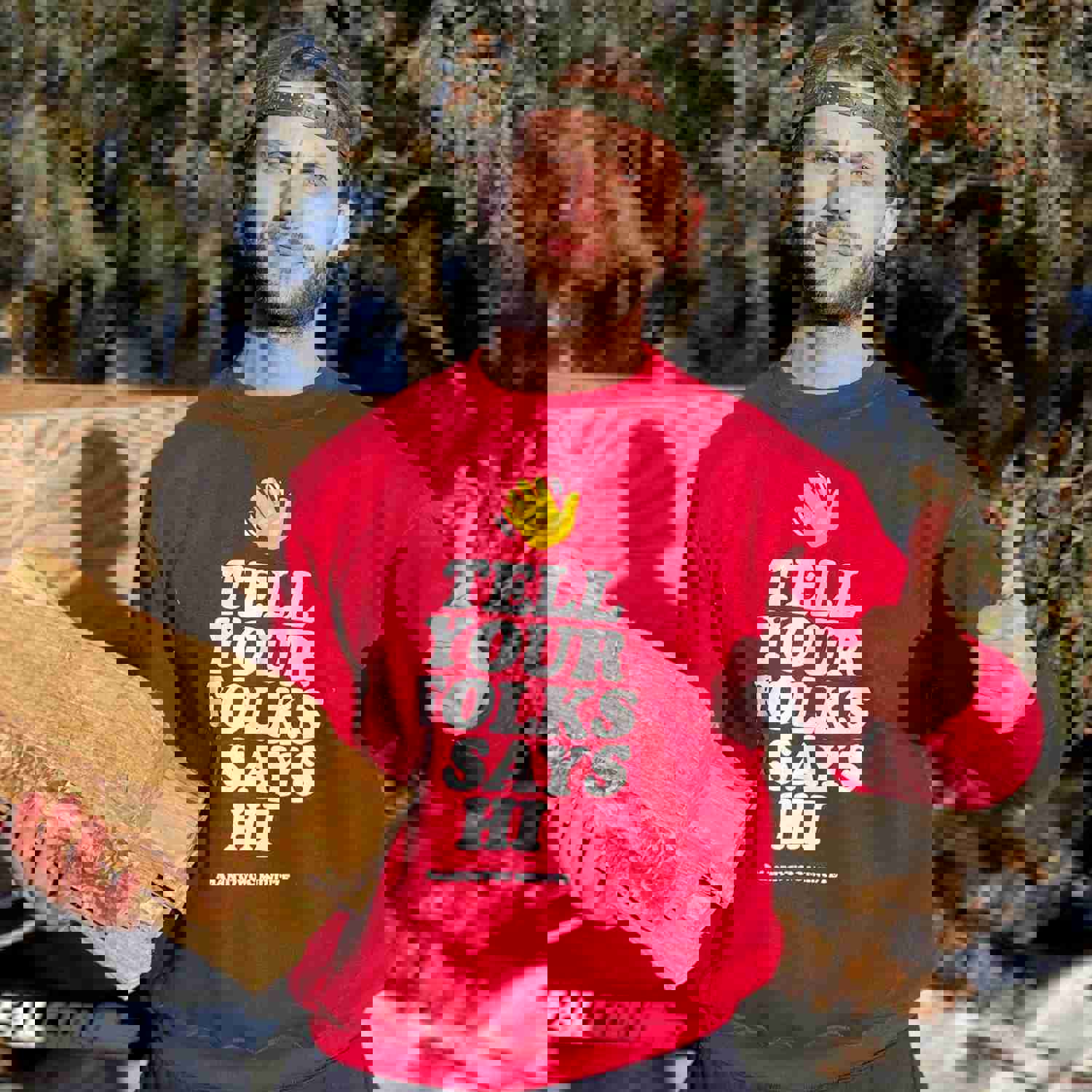 Tell Your Folks Crewneck Sweatshirt - Red