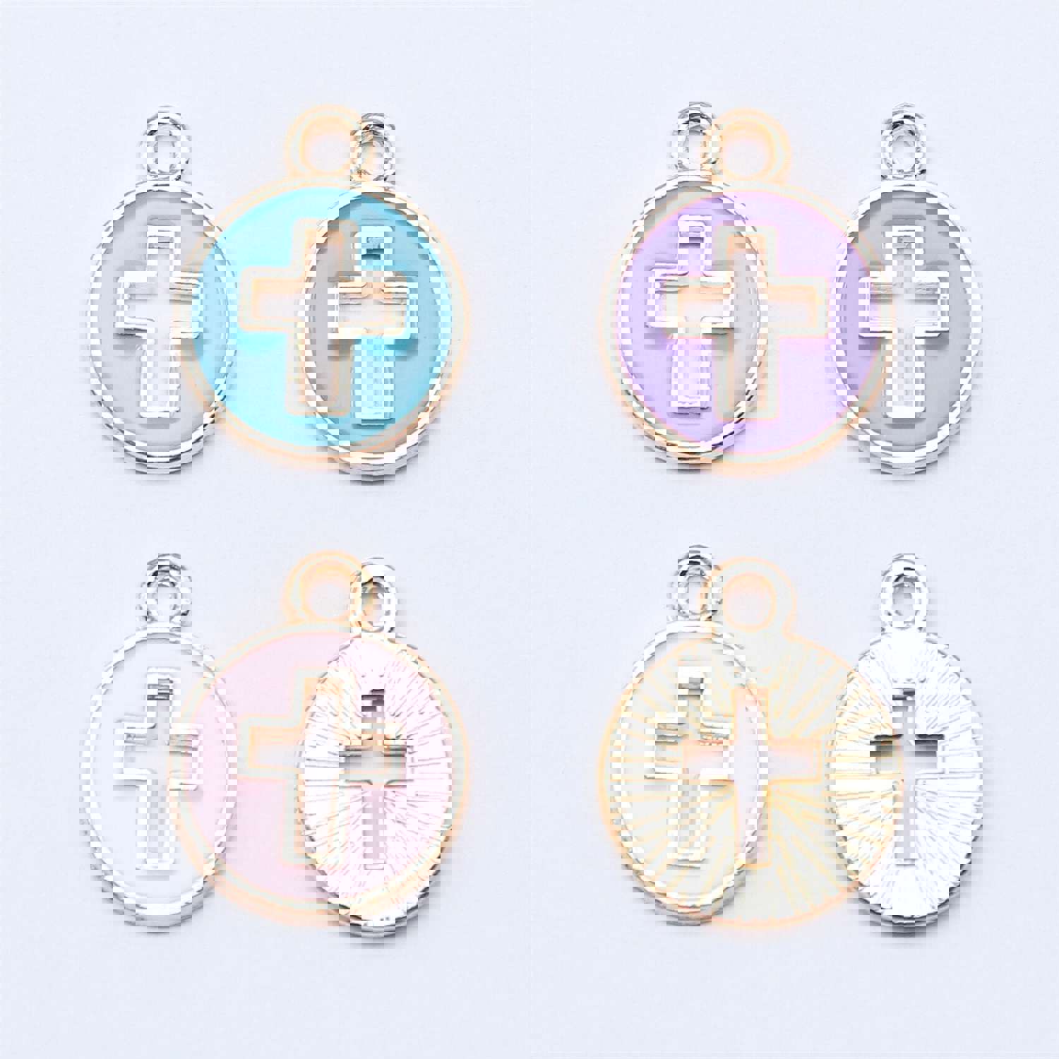 10pcs 15x12mm 4 Colors Enamel Cross Charms Pendant for DIY Jewelry Making