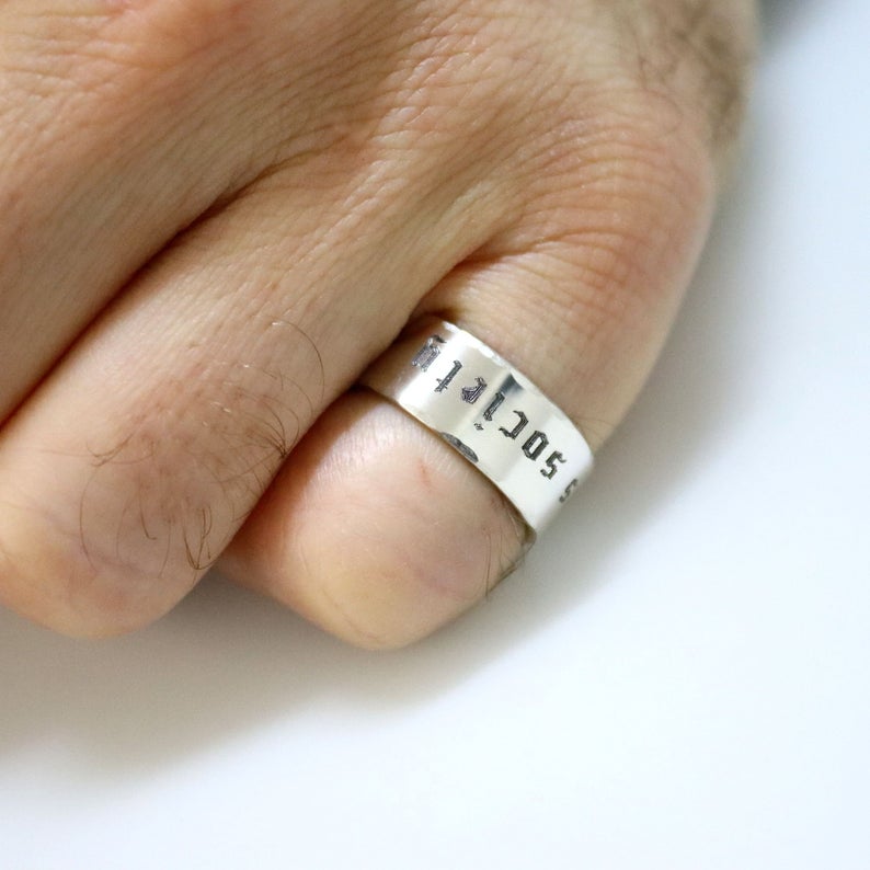 Custom Message Ring - Personalized Fathers Day Gift in Sterling Silver