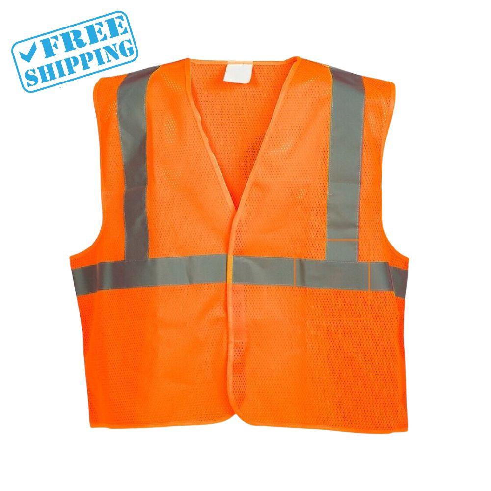 Reflective Safety Vest - Neon Orange for Day and Night Visibility