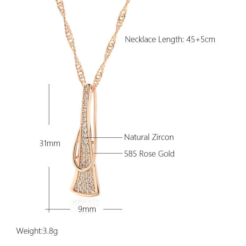 Triangle Pendant Women Necklace - Rose Gold Fashion Jewelry for Wedding & Party