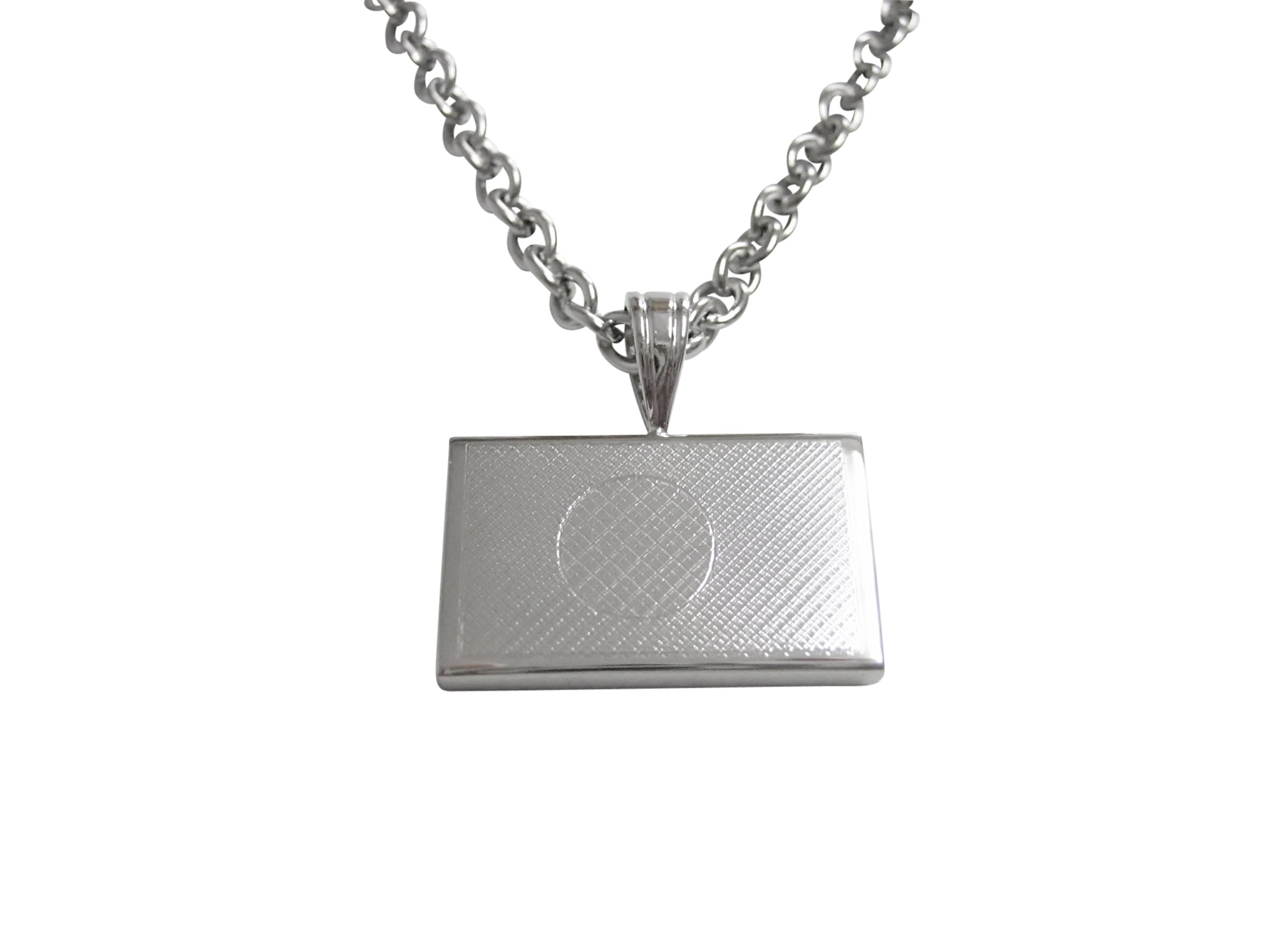 Silver Toned Etched Bangladesh Flag Pendant Necklace by Kiola Designs
