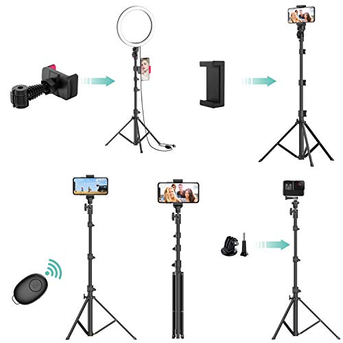 10 Selfie Ring Light with Tripod Stand & Phone Holder for Live Stream/Makeup, Dimmable LED Camera Beauty Ring Light for YouTube TikTok/Photography