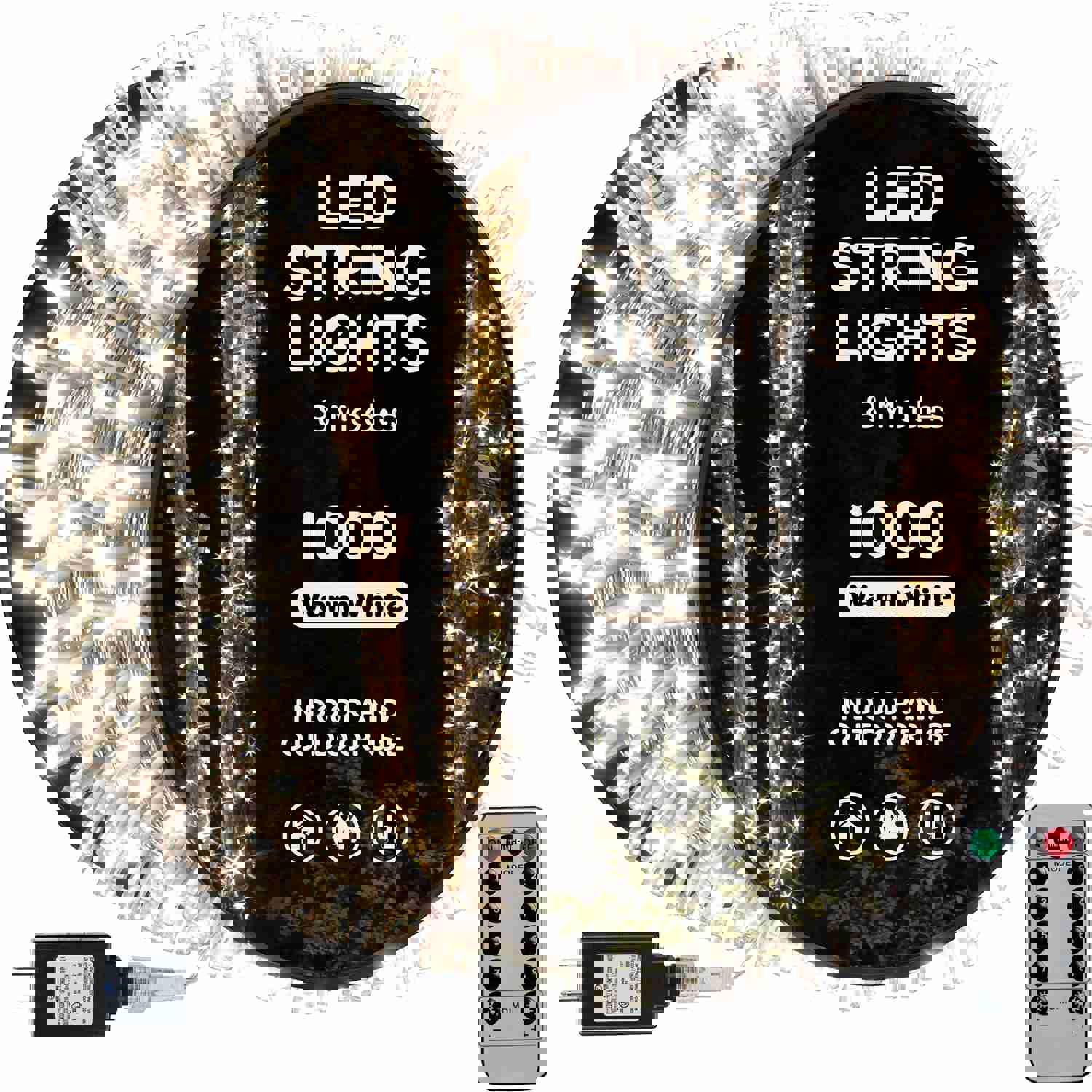 1000 LED Christmas Lights [Warm White] 400ft Super Long String Lights - Remote with 8 Modes/Timer/Dimmable - UL Approved for Indoor/Outdoor Use