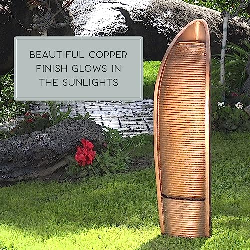 Bernini Cascada Outdoor Fountain with Pump, 41 Inch Tall Copper Waterfall Fountain for Patio, Garden, or Indoor Use