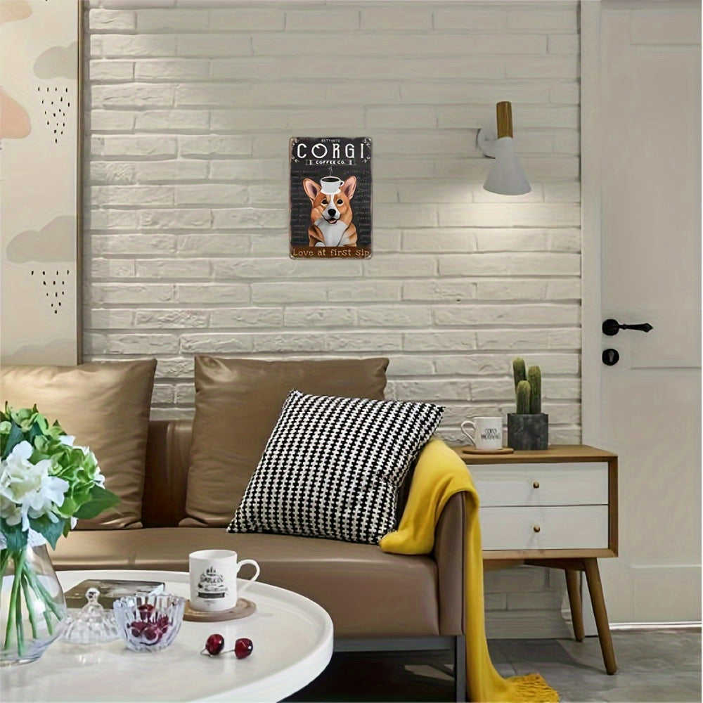 Tin Sign Corgi Dog Retro Decor Metal Sign, 8x12 Inch for Home Wall Decor