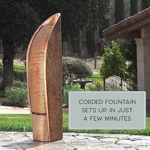 Bernini Cascada Outdoor Fountain with Pump, 41 Inch Tall Copper Waterfall Fountain for Patio, Garden, or Indoor Use