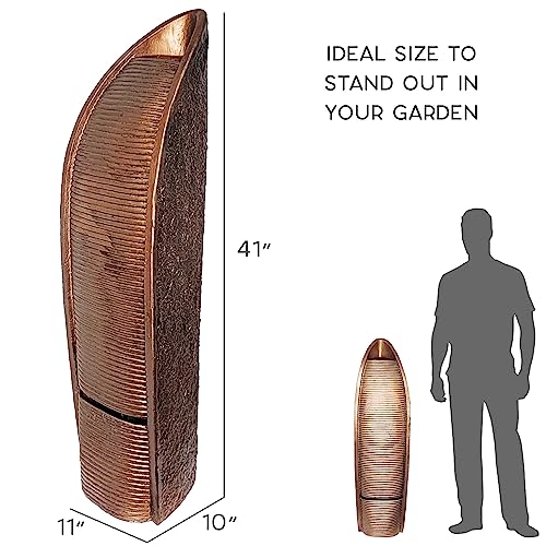 Bernini Cascada Outdoor Fountain with Pump, 41 Inch Tall Copper Waterfall Fountain for Patio, Garden, or Indoor Use