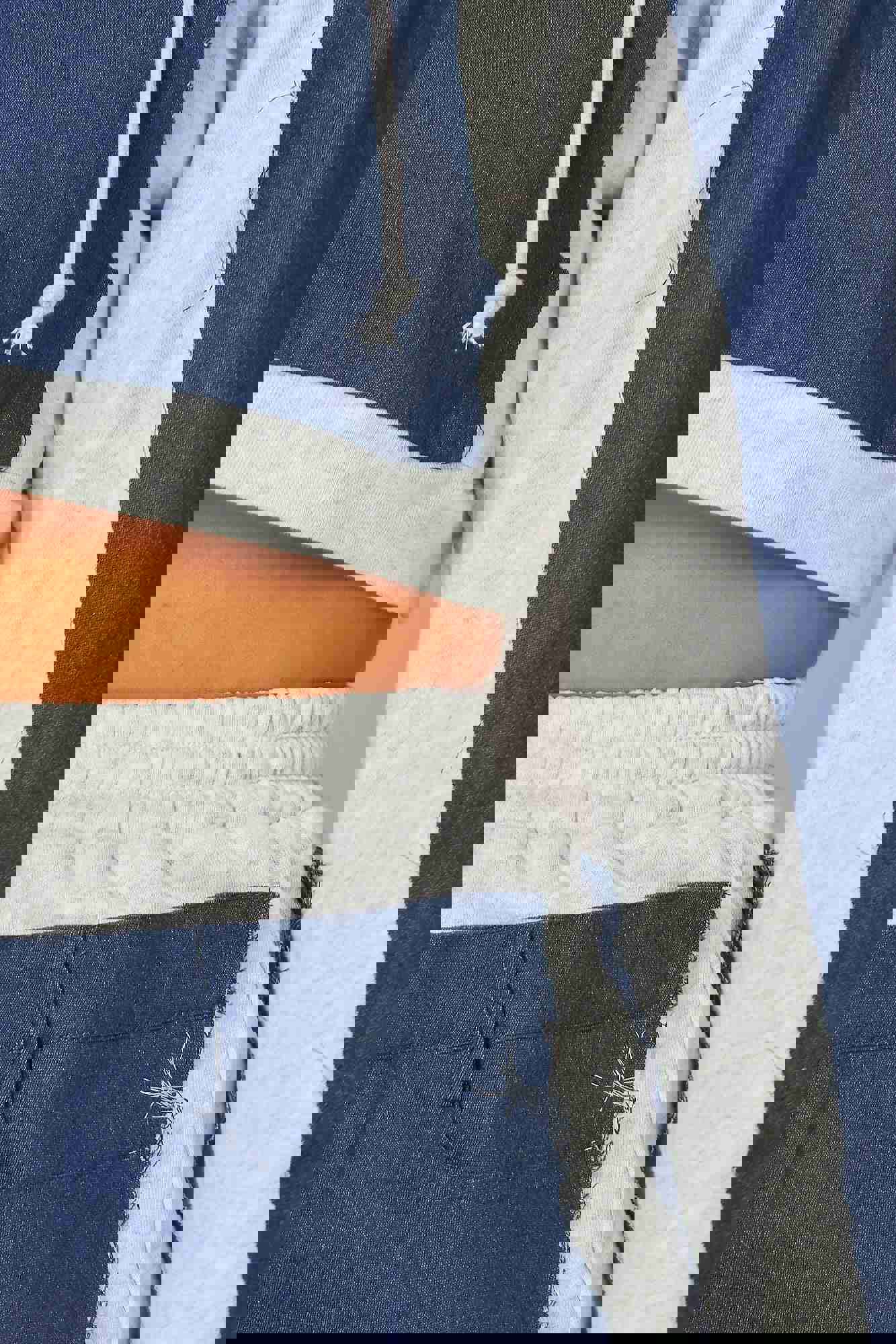 Daniela Denim Contrast Crop Hoodie & Shorts Set