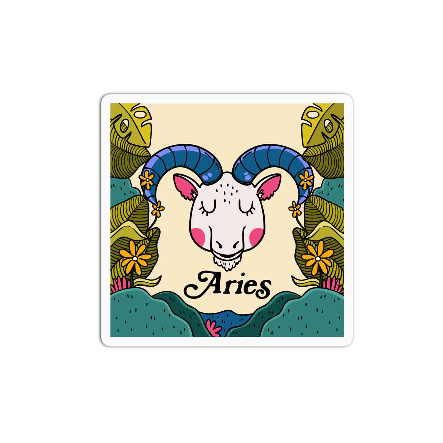 Aries Zodiac Sign Sticker - Waterproof & Dishwasher Safe