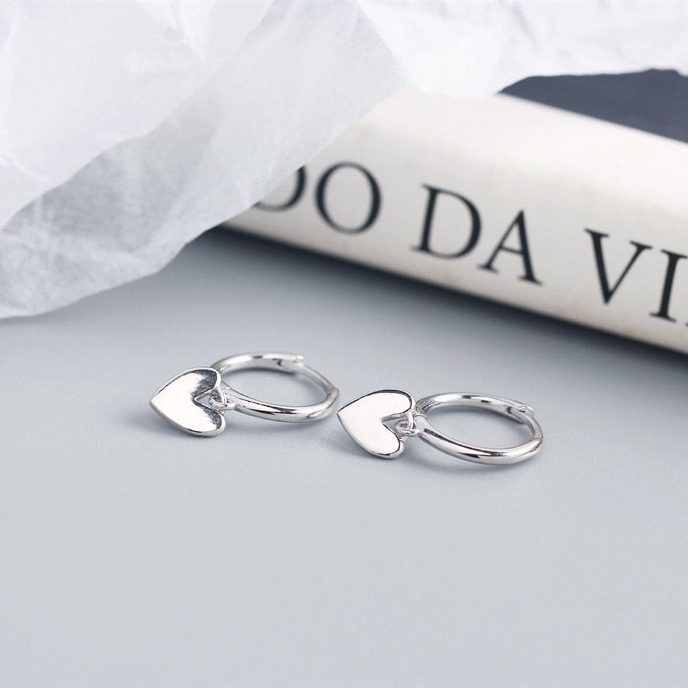 Love Heart Earrings - Minimalist Valentines Gift For Her