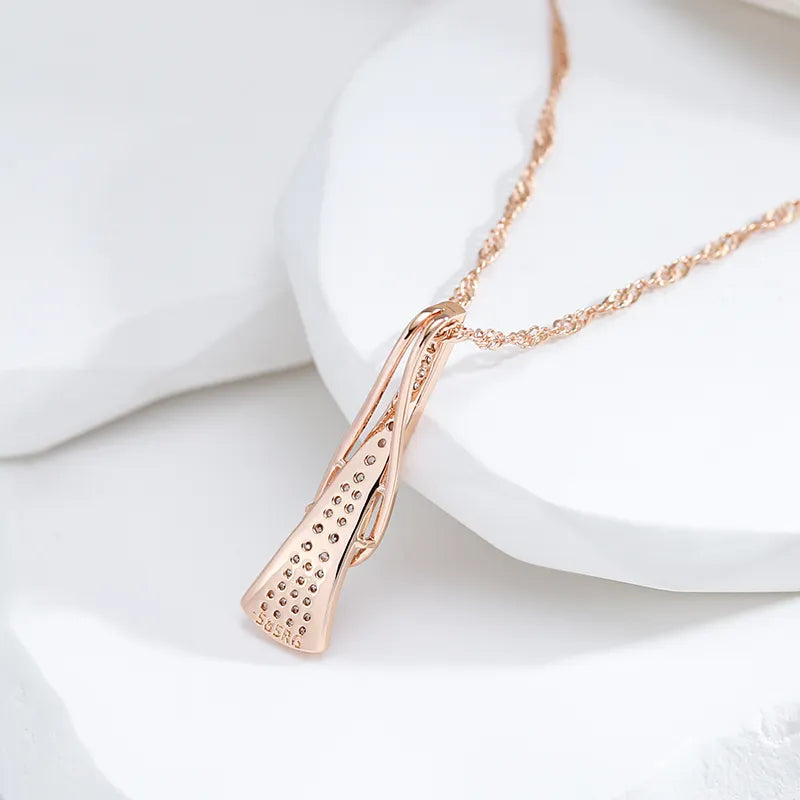 Triangle Pendant Women Necklace - Rose Gold Fashion Jewelry for Wedding & Party